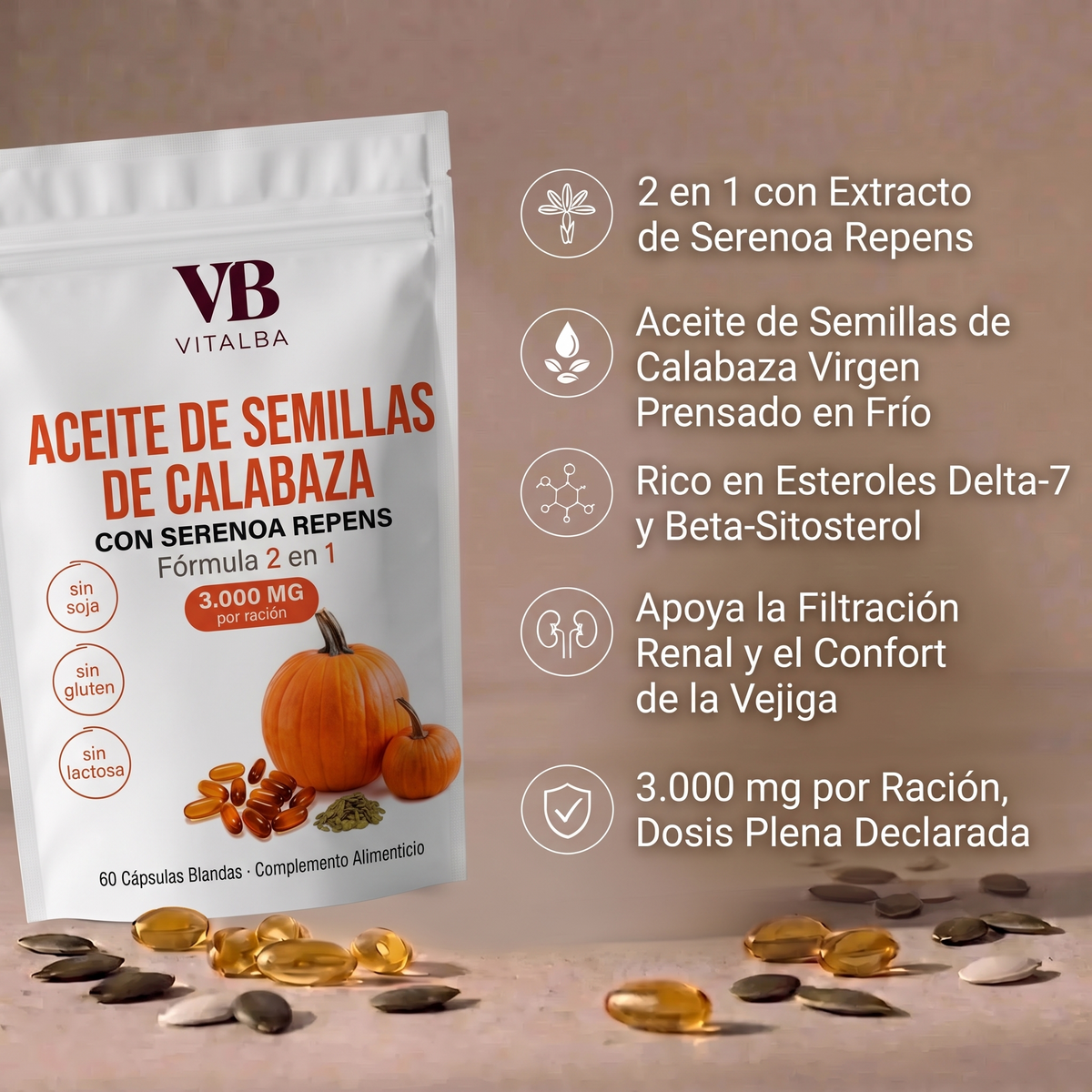 Aceite de Semillas de Calabaza Cápsulas Blandas